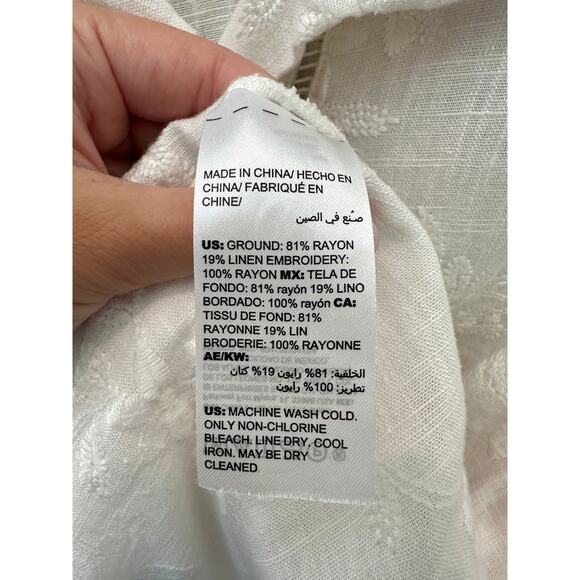 CHICO’S | White Embroidered Button Jacket Top Drawstring Waist | Size 0 Small - Picture 7 of 7